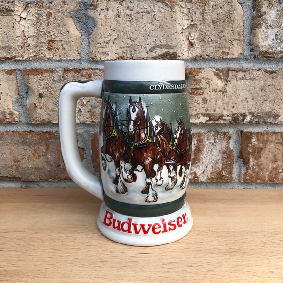 1982 BUDWEISER 50th Clydesdale’s Holiday Collectible Beer Stein Mug 1933-1983 - Picture 2 of 10